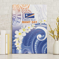 Marshall Islands Manit Day Canvas Wall Art Plumeria and Polynesian Tribal LT9 Without Frame White - Polynesian Pride