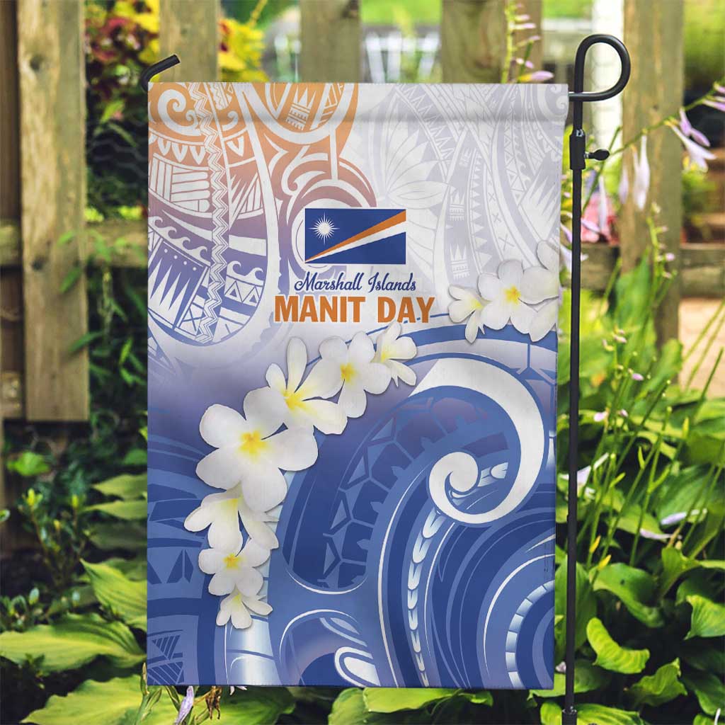 Marshall Islands Manit Day Garden Flag Plumeria and Polynesian Tribal LT9 Garden Flag White - Polynesian Pride