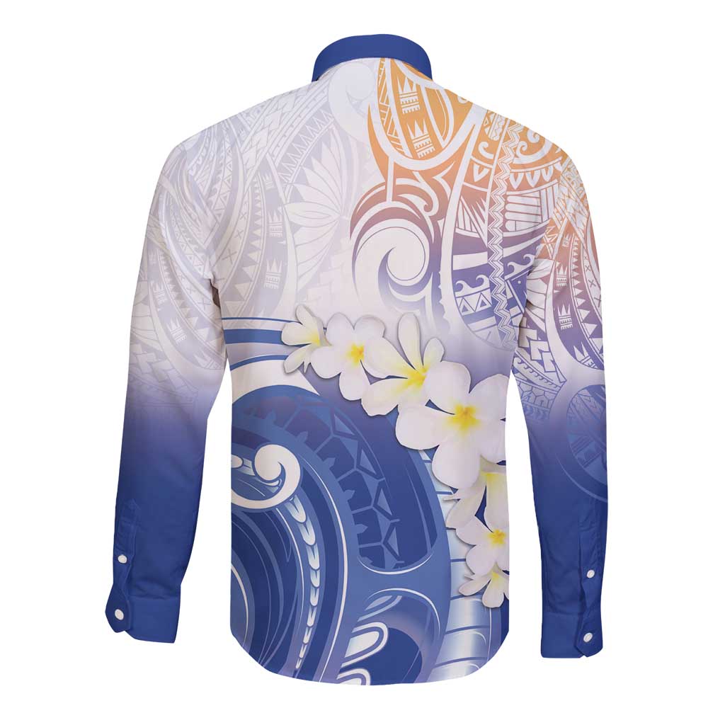 Marshall Islands Manit Day Long Sleeve Button Shirt Plumeria and Polynesian Tribal LT9 - Polynesian Pride