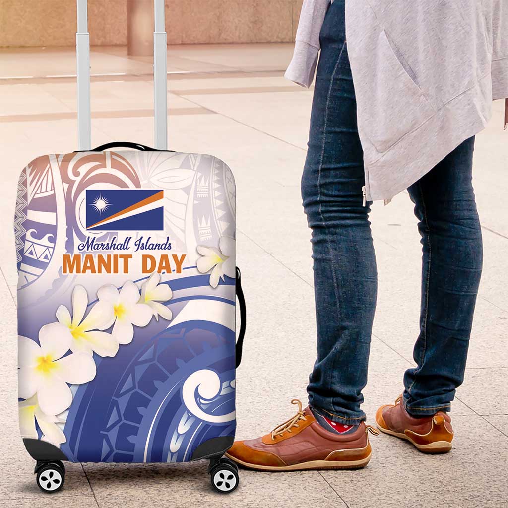 Marshall Islands Manit Day Luggage Cover Plumeria and Polynesian Tribal LT9 White - Polynesian Pride