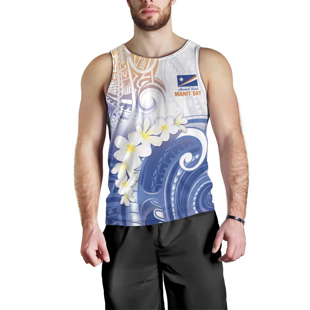 Marshall Islands Manit Day Men Tank Top Plumeria and Polynesian Tribal LT9 - Polynesian Pride