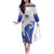 Marshall Islands Manit Day Off The Shoulder Long Sleeve Dress Plumeria and Polynesian Tribal