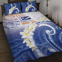 Marshall Islands Manit Day Quilt Bed Set Plumeria and Polynesian Tribal LT9 White - Polynesian Pride