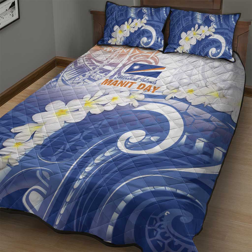 Marshall Islands Manit Day Quilt Bed Set Plumeria and Polynesian Tribal LT9 - Polynesian Pride