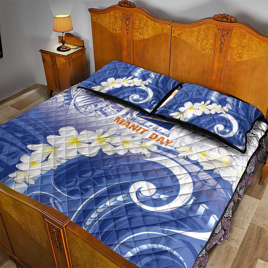 Marshall Islands Manit Day Quilt Bed Set Plumeria and Polynesian Tribal LT9 - Polynesian Pride