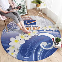 Marshall Islands Manit Day Round Carpet Plumeria and Polynesian Tribal LT9 - Polynesian Pride
