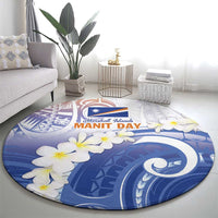 Marshall Islands Manit Day Round Carpet Plumeria and Polynesian Tribal LT9 - Polynesian Pride