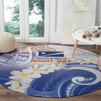 Marshall Islands Manit Day Round Carpet Plumeria and Polynesian Tribal LT9 - Polynesian Pride