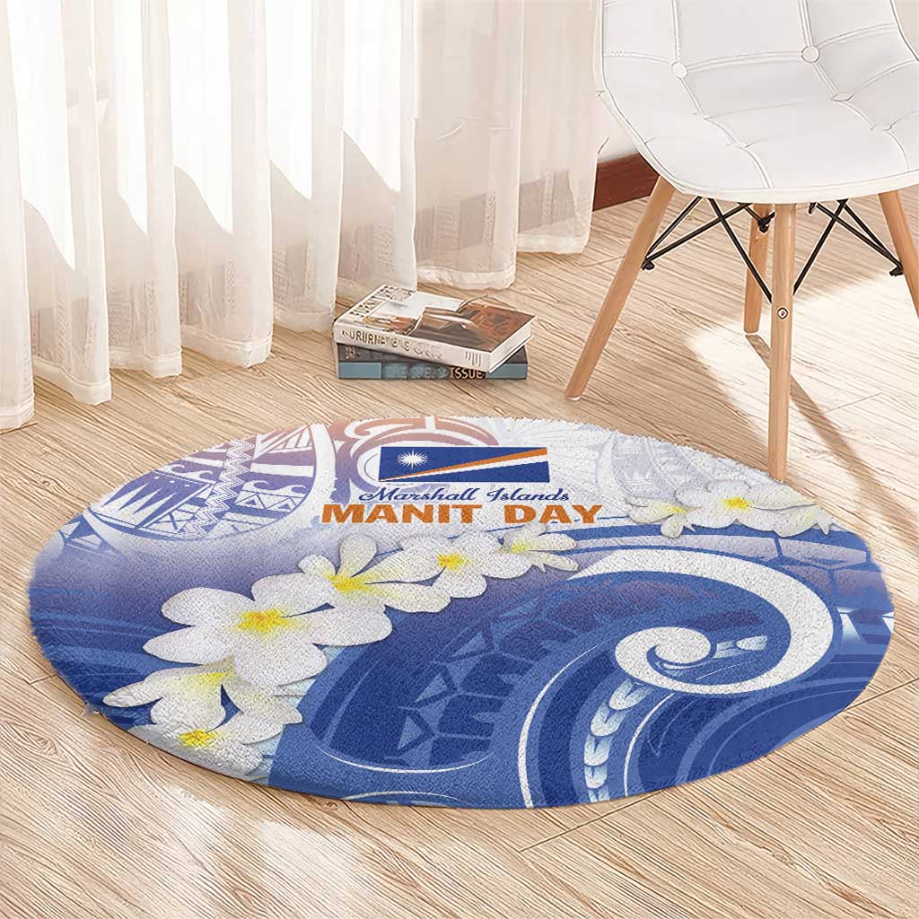 Marshall Islands Manit Day Round Carpet Plumeria and Polynesian Tribal LT9 - Polynesian Pride