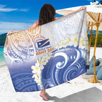 Marshall Islands Manit Day Sarong Plumeria and Polynesian Tribal LT9 One Size 44 x 66 inches White - Polynesian Pride