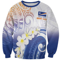 Marshall Islands Manit Day Sweatshirt Plumeria and Polynesian Tribal LT9 Unisex White - Polynesian Pride