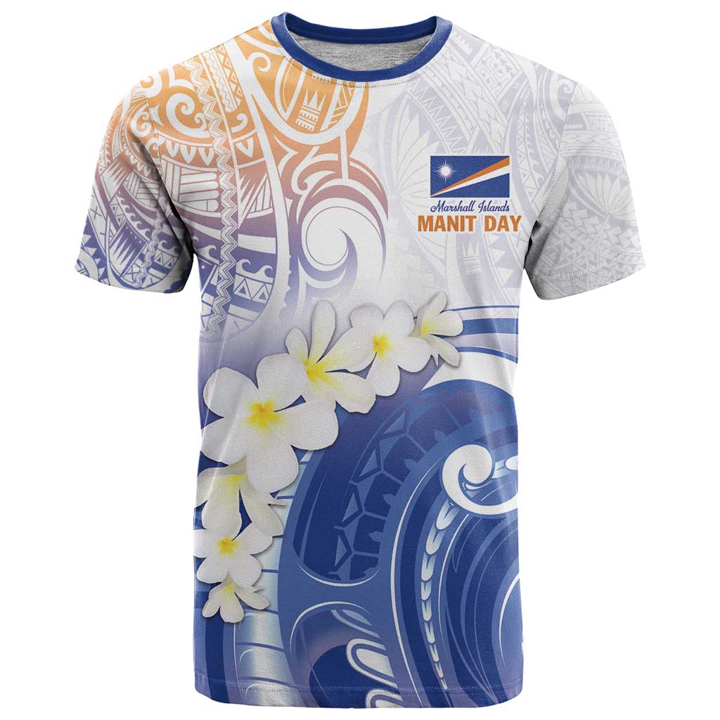 Marshall Islands Manit Day T Shirt Plumeria and Polynesian Tribal LT9 White - Polynesian Pride