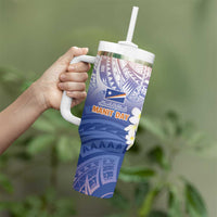 Marshall Islands Manit Day Tumbler With Handle Plumeria and Polynesian Tribal LT9 - Polynesian Pride