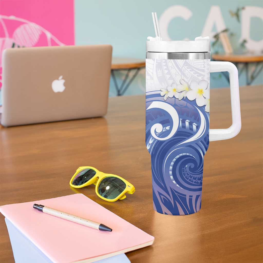Marshall Islands Manit Day Tumbler With Handle Plumeria and Polynesian Tribal LT9 - Polynesian Pride