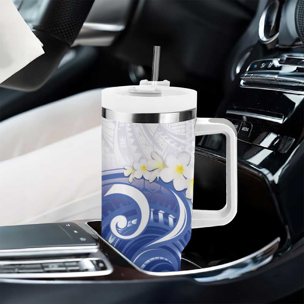 Marshall Islands Manit Day Tumbler With Handle Plumeria and Polynesian Tribal LT9 - Polynesian Pride