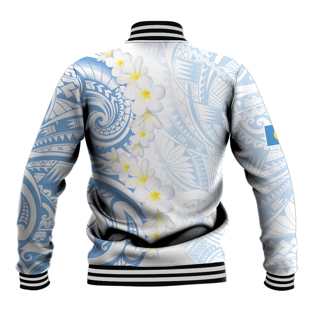 Palau 1981 Tribal Tattoo Baseball Jacket with Belau Plumeria Flowers LT9 - Polynesian Pride