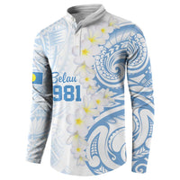 Palau 1981 Tribal Tattoo Button Sweatshirt with Belau Plumeria Flowers LT9 - Polynesian Pride