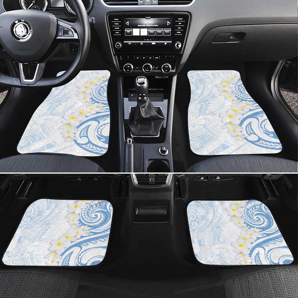 Palau 1981 Tribal Tattoo Car Mats with Belau Plumeria Flowers LT9 Set 4pcs White - Polynesian Pride