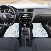 Palau 1981 Tribal Tattoo Car Mats with Belau Plumeria Flowers LT9 Set 2pcs - Front White - Polynesian Pride