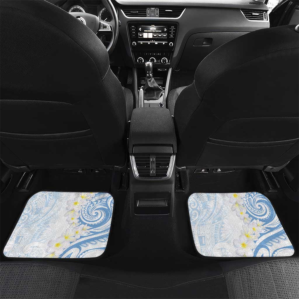 Palau 1981 Tribal Tattoo Car Mats with Belau Plumeria Flowers LT9 Set 2pcs - Back White - Polynesian Pride