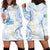 Palau 1981 Tribal Tattoo Hoodie Dress with Belau Plumeria Flowers