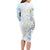 Palau 1981 Tribal Tattoo Long Sleeve Bodycon Dress with Belau Plumeria Flowers