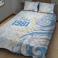 Palau 1981 Tribal Tattoo Quilt Bed Set with Belau Plumeria Flowers LT9 - Polynesian Pride