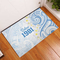 Palau 1981 Tribal Tattoo Rubber Doormat with Belau Plumeria Flowers LT9 - Polynesian Pride