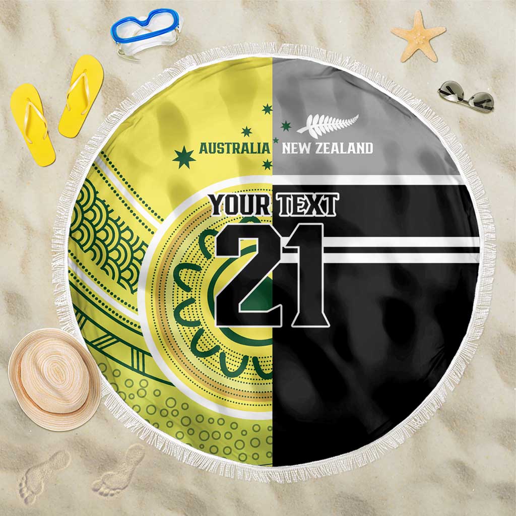 Custom Cricket AUNZ Spirit Beach Blanket Aussie New Zealand Retro Edition LT9 One Size 150cm Black - Polynesian Pride