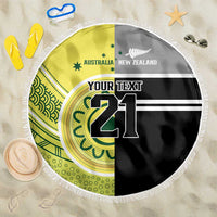 Custom Cricket AUNZ Spirit Beach Blanket Aussie New Zealand Retro Edition LT9 One Size 150cm Black - Polynesian Pride