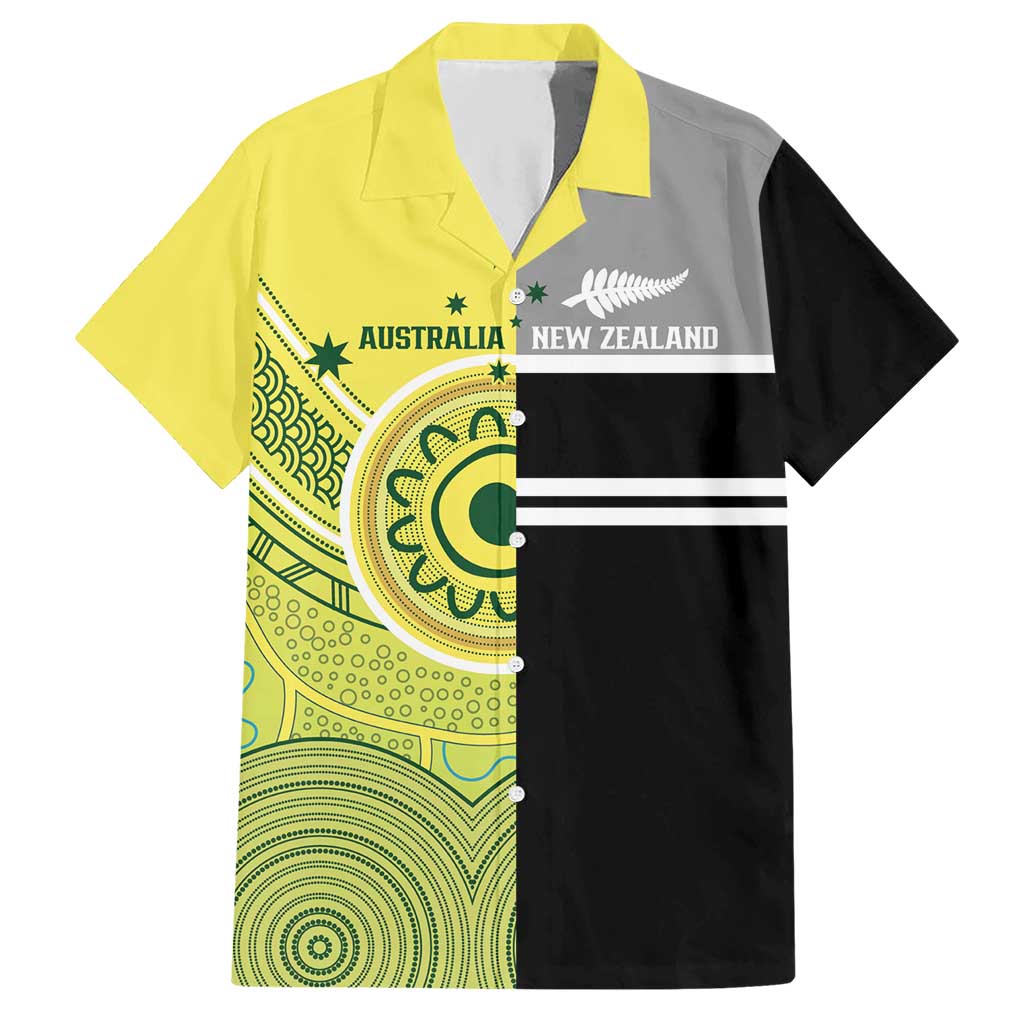 Custom Cricket AUNZ Spirit Hawaiian Shirt Aussie New Zealand Retro Edition LT9 Black - Polynesian Pride