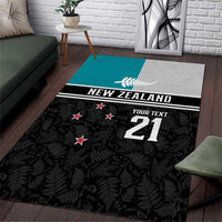 Custom NZ Cricket Pride Area Rug Silver Fern Fan Supporter Apparel LT9 Black - Polynesian Pride
