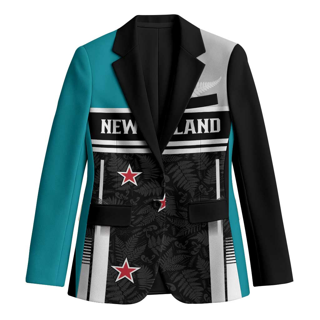 Custom NZ Cricket Pride Blazer Silver Fern Fan Supporter Apparel LT9 Unisex Black - Polynesian Pride