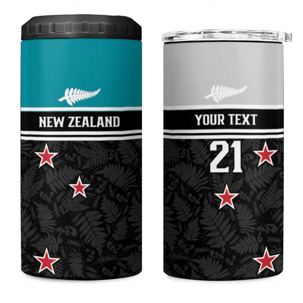 Custom NZ Cricket Pride 4 in 1 Can Cooler Tumbler Silver Fern Fan Supporter Apparel LT9 One Size: 16 oz Black - Polynesian Pride
