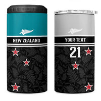 Custom NZ Cricket Pride 4 in 1 Can Cooler Tumbler Silver Fern Fan Supporter Apparel LT9 One Size: 16 oz Black - Polynesian Pride