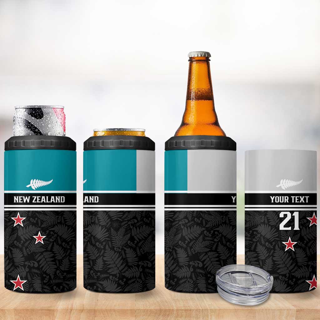 Custom NZ Cricket Pride 4 in 1 Can Cooler Tumbler Silver Fern Fan Supporter Apparel LT9 - Polynesian Pride