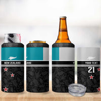 Custom NZ Cricket Pride 4 in 1 Can Cooler Tumbler Silver Fern Fan Supporter Apparel LT9 - Polynesian Pride