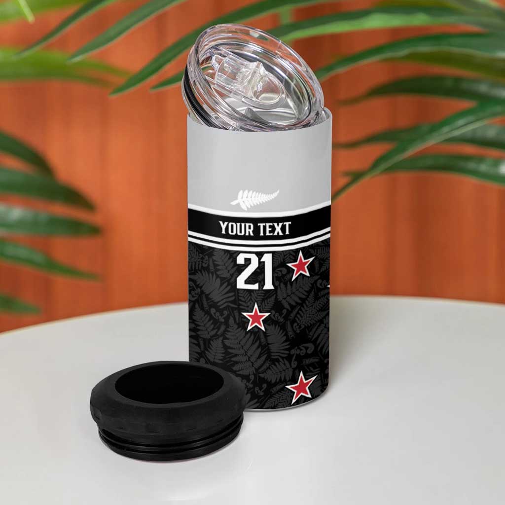 Custom NZ Cricket Pride 4 in 1 Can Cooler Tumbler Silver Fern Fan Supporter Apparel LT9 - Polynesian Pride