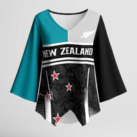 Custom NZ Cricket Pride Kimono Sleeve Blouse Silver Fern Fan Supporter Apparel LT9 Female Black - Polynesian Pride