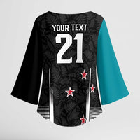 Custom NZ Cricket Pride Kimono Sleeve Blouse Silver Fern Fan Supporter Apparel LT9 - Polynesian Pride