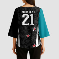 Custom NZ Cricket Pride Kimono Sleeve Blouse Silver Fern Fan Supporter Apparel LT9 - Polynesian Pride