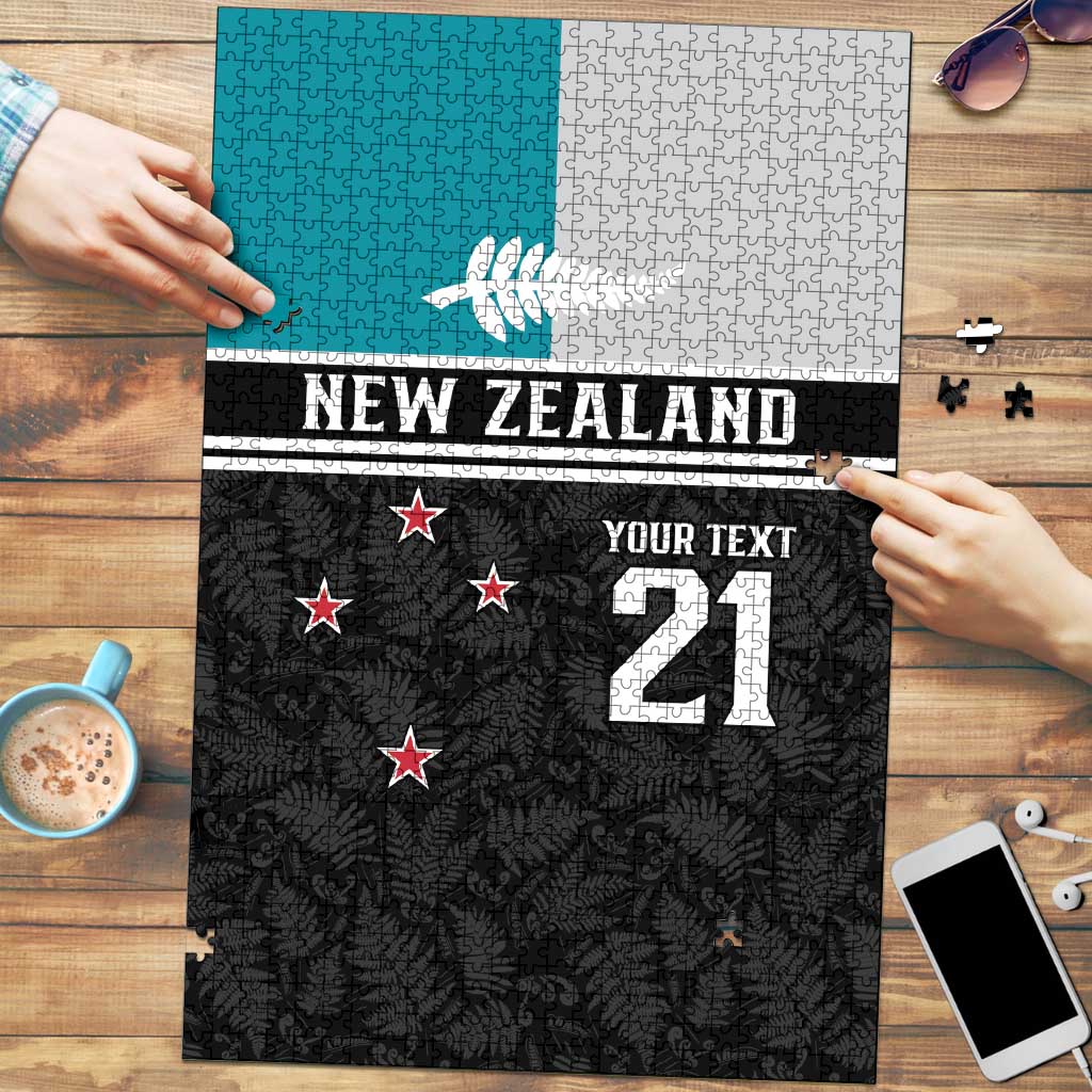 Custom NZ Cricket Pride Puzzle Silver Fern Fan Supporter Apparel LT9 Black - Polynesian Pride