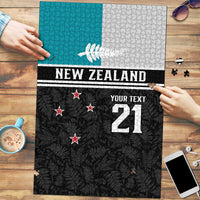 Custom NZ Cricket Pride Puzzle Silver Fern Fan Supporter Apparel LT9 Black - Polynesian Pride