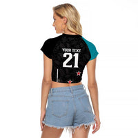 Custom NZ Cricket Pride Raglan Cropped T Shirt Silver Fern Fan Supporter Apparel LT9 - Polynesian Pride