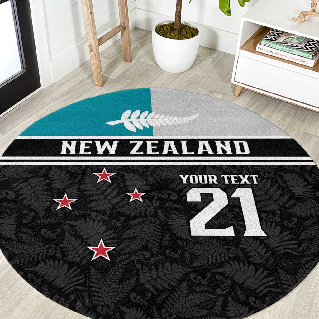 Custom NZ Cricket Pride Round Carpet Silver Fern Fan Supporter Apparel LT9 Black - Polynesian Pride