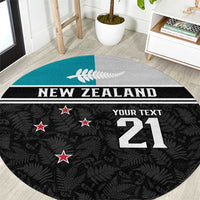 Custom NZ Cricket Pride Round Carpet Silver Fern Fan Supporter Apparel LT9 Black - Polynesian Pride