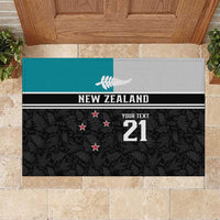 Custom NZ Cricket Pride Rubber Doormat Silver Fern Fan Supporter Apparel LT9 Black - Polynesian Pride