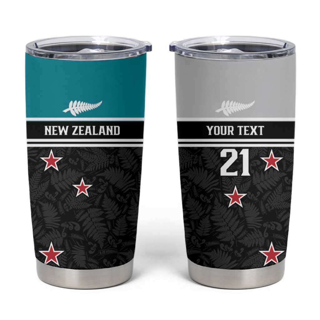 Custom NZ Cricket Pride Tumbler Cup Silver Fern Fan Supporter Apparel LT9 Black - Polynesian Pride