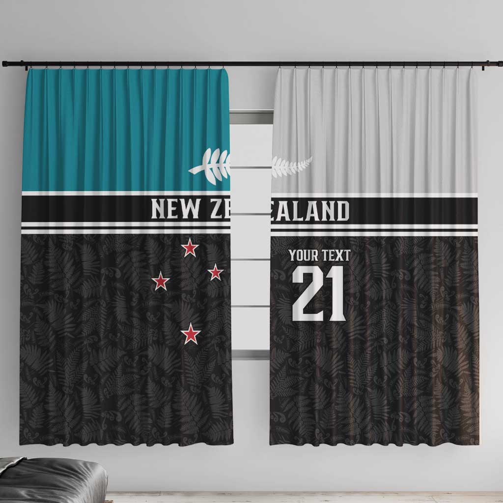 Custom NZ Cricket Pride Window Curtain Silver Fern Fan Supporter Apparel LT9 With Hooks Black - Polynesian Pride
