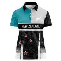 Custom NZ Cricket Pride Women Polo Shirt Silver Fern Fan Supporter Apparel LT9 Female Black - Polynesian Pride
